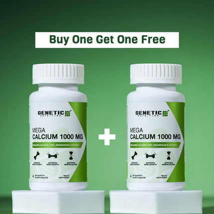 Mega Calcium 1000 mg | Bone Health Supplement - 60 Tablets - Genetic Nutrition